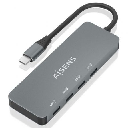 Hub USB Tipo-C Aisens A109-0695/ 4xUSB Tipo-C/ Gris - Frikibase