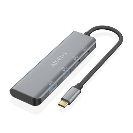 Hub USB Tipo-C Aisens A109-0763/ 2xUSB/ 2xUSB Tipo-C/ Gris - Frikibase
