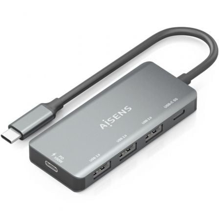 Hub USB Tipo-C Aisens A109-0945/ 3xUSB/ 1xUSB Tipo-C/ 1xUSB Tipo-C PD/ Gris - Frikibase