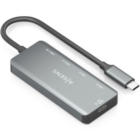 Hub USB Tipo-C Aisens A109-0946/ 2xUSB/ 2xUSB Tipo-C/ 1xUSB Tipo-C PD/ Gris - Frikibase