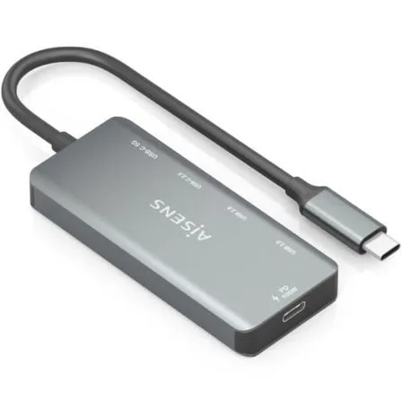 Hub USB Tipo-C Aisens A109-0946/ 2xUSB/ 2xUSB Tipo-C/ 1xUSB Tipo-C PD/ Gris - Frikibase