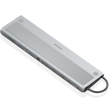 Docking USB Tipo-C Aisens ASUC-12P020-GR/ 2xHDMI 4K/ 3xUSB/ 1xUSB Tipo-C/ 1xRJ45/ 1xDisplayPort/ 1xLector Tarjetas/ 1xUSB Tipo-C PD/ Gris - Frikibase