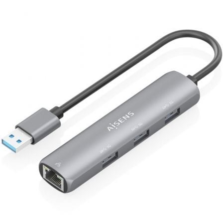 Hub USB Aisens ASUC-4P034-GR/ 3xUSB/ 1xRJ45/ Gris - Frikibase