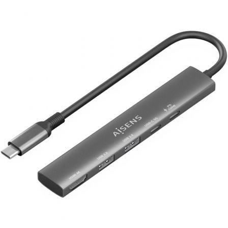 Docking USB Tipo-C Aisens ASUC-5P022-GR/ 1xHDMI 4K/ 2xUSB/ 1xUSB Tipo-C/ 1xUSB Tipo-C PD/ Gris - Frikibase