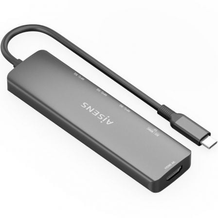 Docking USB Tipo-C Aisens ASUC-6P024-GR/ 1xHDMI 4K/ 3xUSB/ 1xLector Tarjetas/ Gris - Frikibase