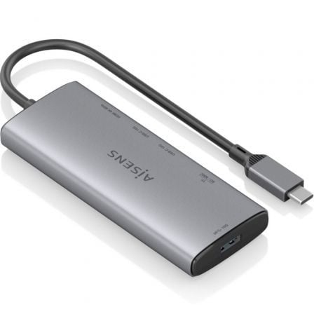 Docking USB Tipo-C Aisens ASUC-6P029-GR/ 1xHDMI 4K/ 1xUSB/ 2xUSB Tipo-C/ 1xLector de Tarjetas/ Gris - Frikibase