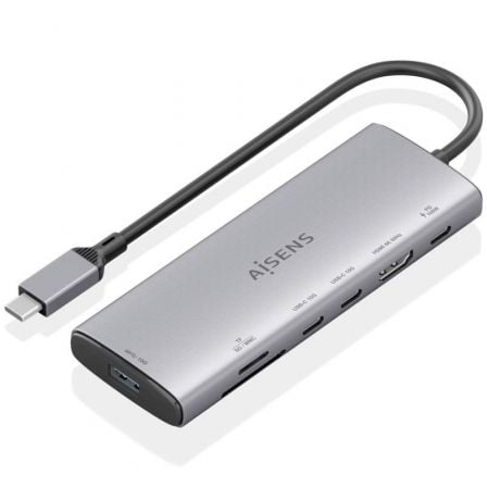 Docking USB Tipo-C Aisens ASUC-7P031-GR/ 1xHDMI 4K/ 1xUSB/ 2xUSB Tipo-C/ 1xLector Tarjetas/ 1xUSB Tipo-C PD/ Gris - Frikibase