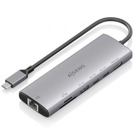 Docking USB Tipo-C Aisens ASUC-7P032-GR/ 1xHDMI 4K/ 1xUSB/ 2xUSB Tipo-C/ 1xRJ45/ 1xLector Tarjetas/ Gris - Frikibase