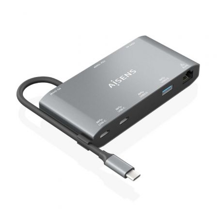 Docking USB Tipo-C Aisens ASUC-8P010-GR/ 1xHDMI 4K/ 1xVGA/ 2xUSB/ 1xRJ45/ 2xUSB Tipo-C/ 1xUSB Tipo-C PD/ Gris - Frikibase