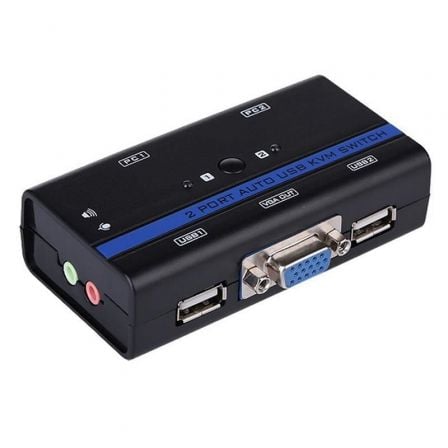 Conmutador KVM SVGA Aisens A111-0064/ 2PC con 1 sólo teclado y ratón - Frikibase