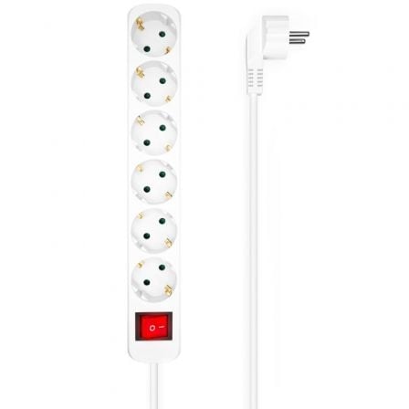 Regleta con Interruptor Aisens A154-0535/ 6 Tomas de Corriente/ Cable 1.4m/ Blanco - Frikibase