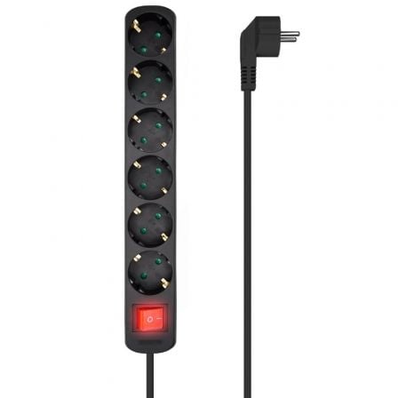 Regleta con Interruptor Aisens A154-0536/ 6 Tomas de Corriente/ Cable 1.4m/ Negro - Frikibase