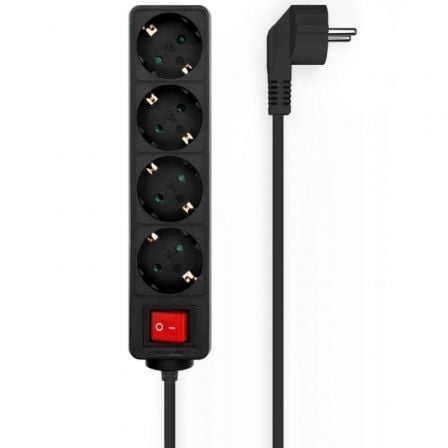 Regleta con Interruptor Aisens A154-0650/ 4 Tomas de Corriente/ Cable 1.4m/ Negro - Frikibase