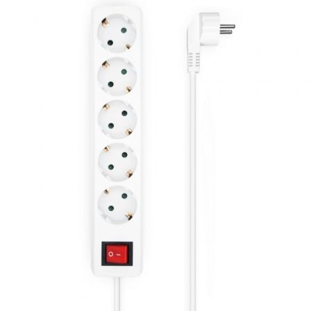 Regleta con Interruptor Aisens A154-0651/ 5 Tomas de Corriente/ Cable 1.4m/ Blanco - Frikibase