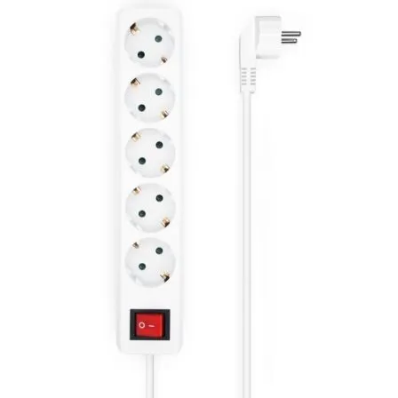 Regleta con Interruptor Aisens A154-0651/ 5 Tomas de Corriente/ Cable 1.4m/ Blanco - Frikibase