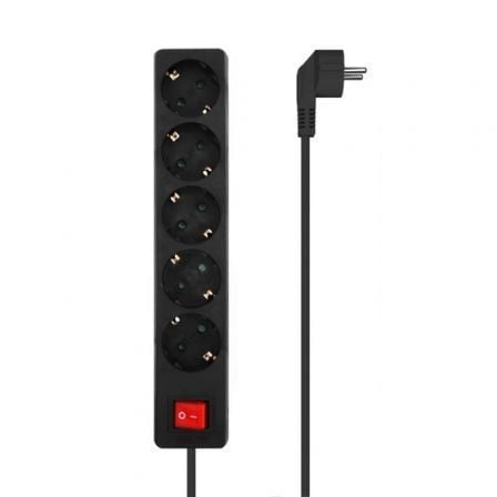 Regleta con Interruptor Aisens A154-0652/ 5 Tomas de Corriente/ Cable 1.4m/ Negro - Frikibase