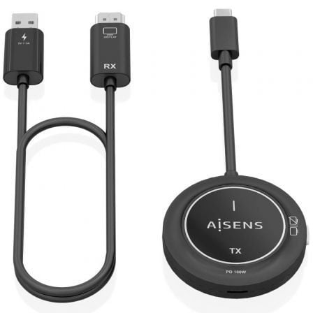 Adaptador/Transmisor de vídeo inalámbrico USB Tipo-C - HDMI Aisens ASWL-H2KC30M004-BK/ 100W - Frikibase
