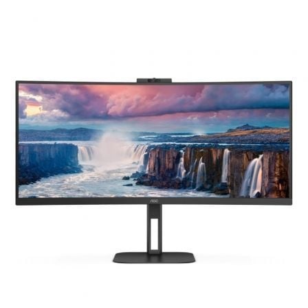 Monitor Profesional Curvo Ultrapanorámico AOC CU34V5CW/BK 34"/ UWQHD/ Webcam/ Multimedia/ Regulable en altura/ Negro - Frikibase