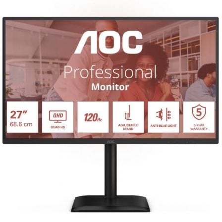 Monitor Profesional AOC Q27E4CV 27"/ QHD/ Multimedia/ Regulable en altura/ Negro - Frikibase