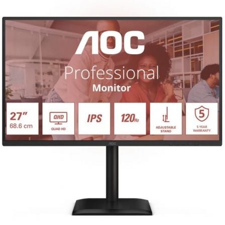 Monitor Profesional AOC Q27E4U 27"/ QHD/ Multimedia/ Regulable en altura/ Negro - Frikibase