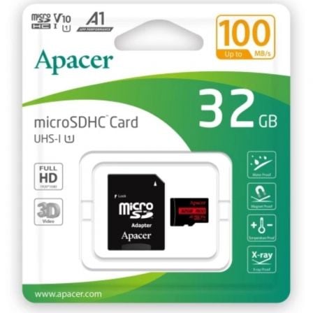 Tarjeta de Memoria Apacer 32GB microSD HC UHS 1 con Adaptador/ Clase 10/ 100MBs - Frikibase