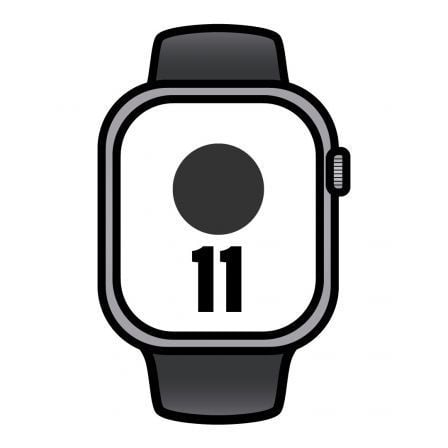 Apple Watch Series 11/ GPS/ 42mm/ Gris Espacial/ Correa Deportiva Negra (S/M) - Frikibase