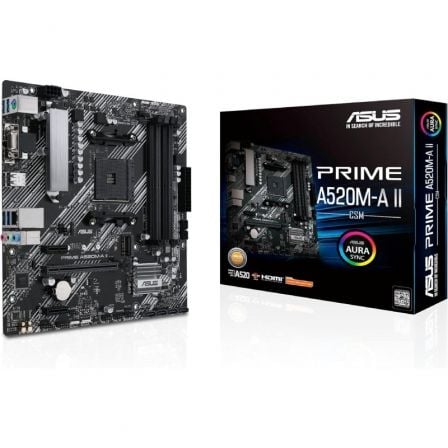 Placa Base Asus Prime A520M-A II/CSM Socket AM4/ DDR4/ PCIe 3.0/ Micro ATX - Frikibase