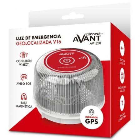 Luz baliza de emergencia para coche Avant V16 Connected AV1201/ Homologada/ Base Imantada/ Geolocalizable/ Funciona a Pilas - Frikibase