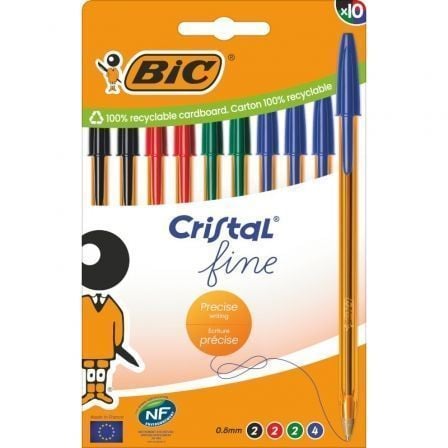 Bolígrafos de Tinta de Aceite Bic Cristal Fine 516356/ 10 unidades/ Colores Surtidos - Frikibase