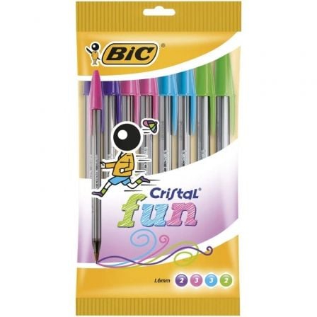 Bolígrafos de Tinta de Aceite Bic Cristal Fun 921342/ 10 unidades/ Colores Surtidos - Frikibase