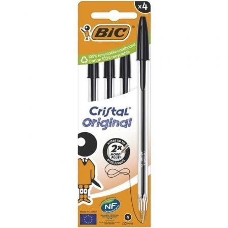 Bolígrafos de Tinta de Aceite Bic Cristal Original 516335/ 4 unidades/ Negros - Frikibase