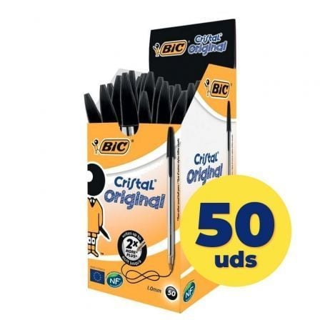 Caja de Bolígrafos de Tinta de Aceite Bic Cristal Original 8373639/ 50 unidades/ Negros - Frikibase