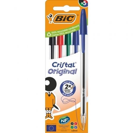 Bolígrafos de Tinta de Aceite Bic Cristal Original 516346/ 5 unidades/ Colores Surtidos - Frikibase