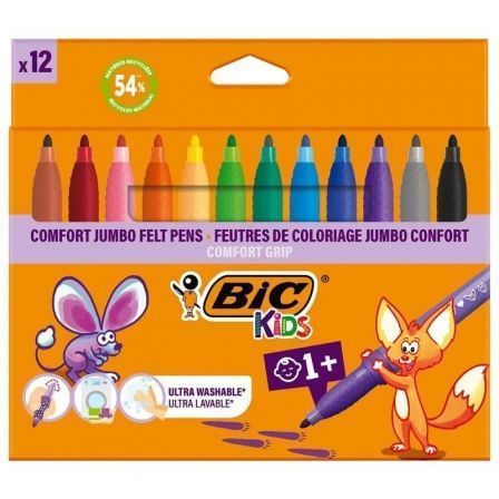 Rotuladores Punta Ancha Bic Kids Comfort Jumbo 517250/ 12 unidades/ Colores Surtidos - Frikibase