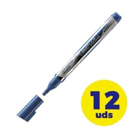 Caja de Rotuladores de Punta Redonda para Pizarra Bic Velleda 902087/ 1.5mm/ 12 unidades/ Azules - Frikibase