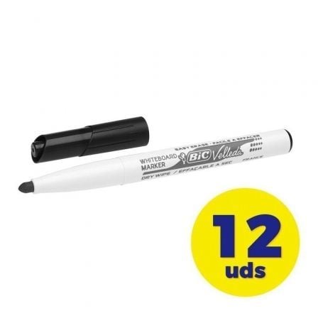 Caja de Rotuladores para Pizarra Bic Velleda 9581711/ 2mm/ 12 unidades/ Negros - Frikibase