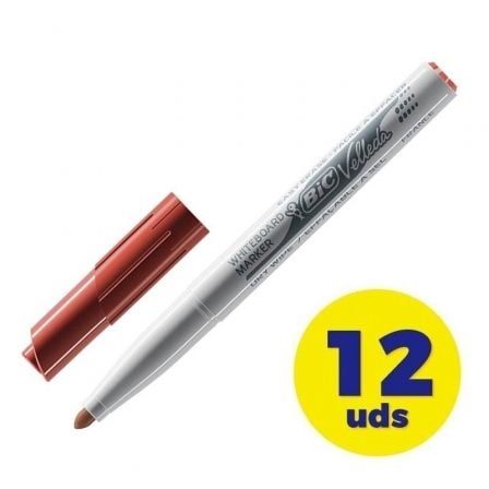 Caja de Rotuladores para Pizarra Bic Velleda 9581691/ 2mm/ 12 unidades/ Rojos - Frikibase