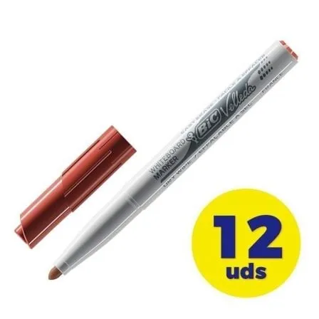 Caja de Rotuladores para Pizarra Bic Velleda 9581691/ 2mm/ 12 unidades/ Rojos - Frikibase