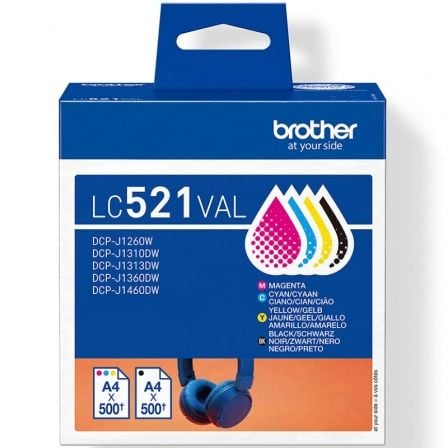 Cartucho de Tinta Original Brother LC-521VAL Multipack/ Cian/ Magenta/ Amarillo/ Negro - Frikibase