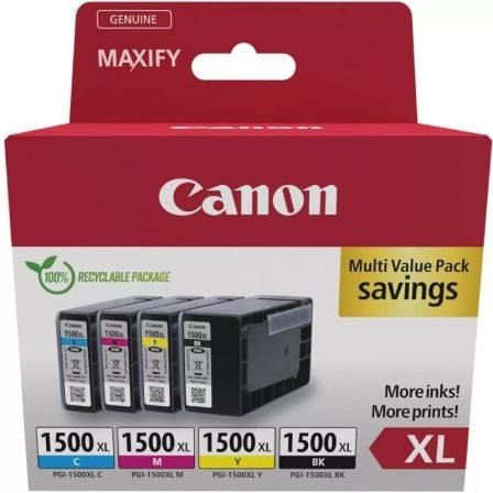 Cartucho de Tinta Original Canon PGI-1500XL Multipack Alta Capacidad/ Cian/ Magenta/ Amarillo/ Negro - Frikibase
