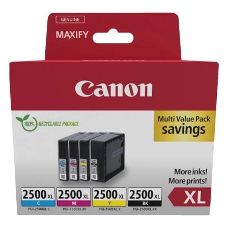 Cartucho de Tinta Original Canon PGI-2500 XL Multipack Alta Capacidad/ Cian/ Magenta/ Amarillo/ Negro - Frikibase
