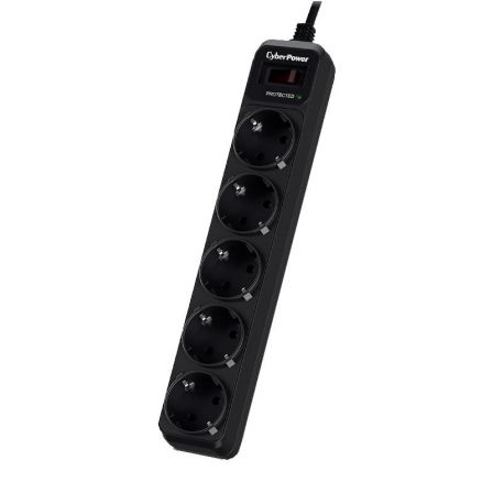 Regleta con interruptor Cyberpower B0520SC0-DE/ 5 Tomas de corriente/ Cable 1.8m/ Negra - Frikibase