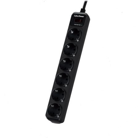 Regleta con interruptor Cyberpower B0620SC0-DE/ 6 Tomas de corriente/ Cable 1.8m/ Negra - Frikibase