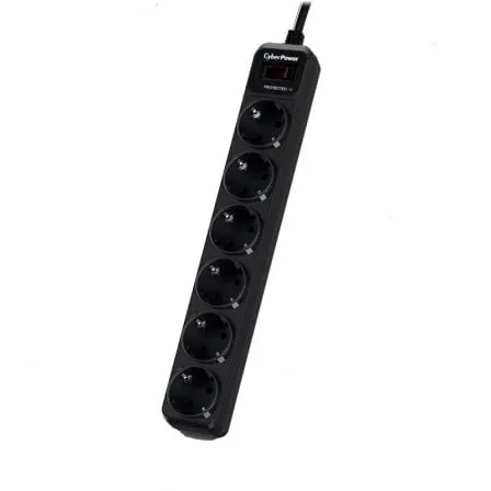 Regleta con interruptor Cyberpower B0620SC0-DE/ 6 Tomas de corriente/ Cable 1.8m/ Negra - Frikibase