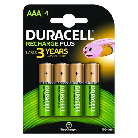 Pack de 4 Pilas AAA Duracell HR3-B/ 1.2V/ Recargables - Frikibase
