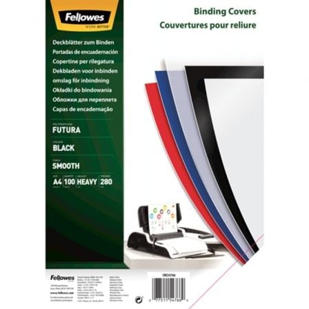 Portadas de Polipropileno Fellowes 5476603/ A4/ 300 Micras/ 100 unidades/ Negras - Frikibase