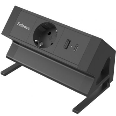 Regleta Sobremesa Fellowes 100137172/ 1 Tomas de corriente/ 1 USB - 1 USB Tipo-C/ Cable 2m/ Negra - Frikibase
