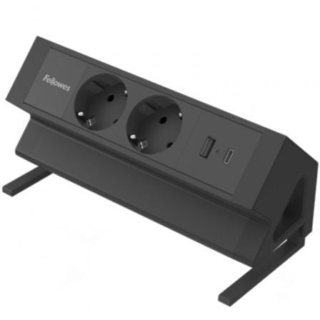 Regleta Sobremesa Fellowes 100137182/ 2 Tomas de corriente/ 1 USB - 1 USB Tipo-C/ Cable 2m/ Negra - Frikibase