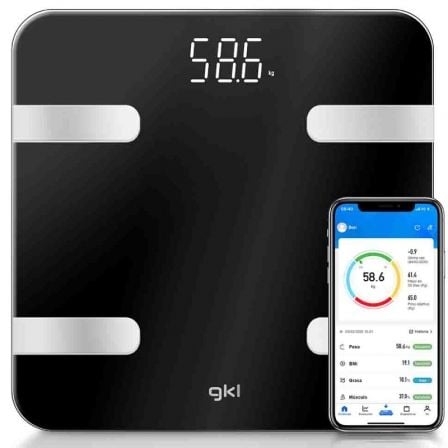 Báscula de Baño GKL Fitblue 300 Black/ Hasta 180kg - Frikibase