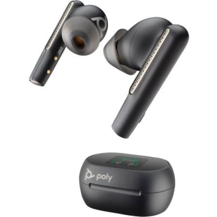 Auriculares Bluetooth Poly Voyager Free 60+ UC M con estuche de carga + Adaptador BT700/ Autonomía 10h/ Negros - Frikibase